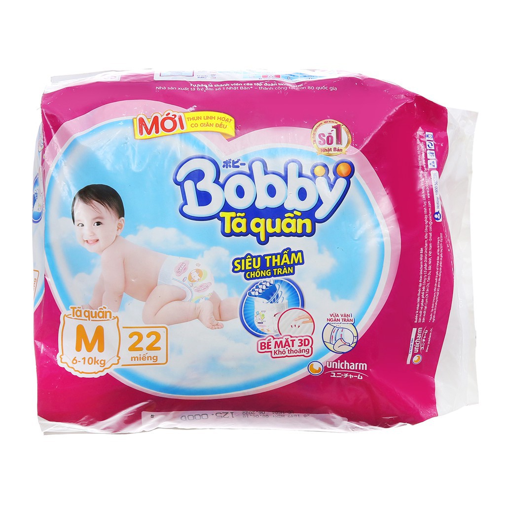 Tã quần Bobby size M 22 miếng (cho bé 6 - 10kg)