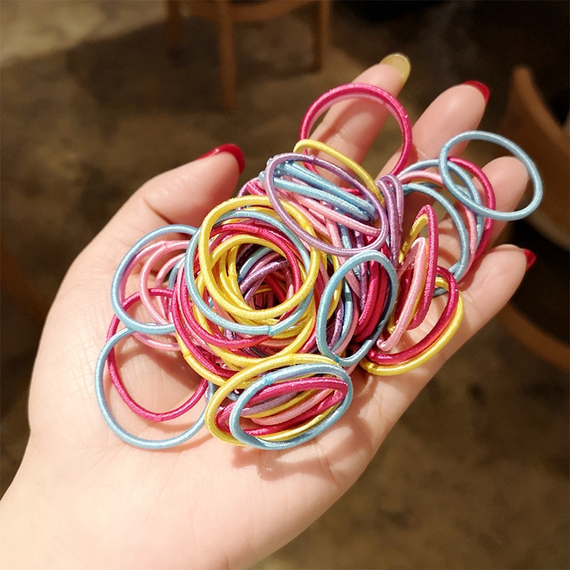Bộ 100 dây thun nhựa cột tóc cho bé phong cách Hàn Quốc
