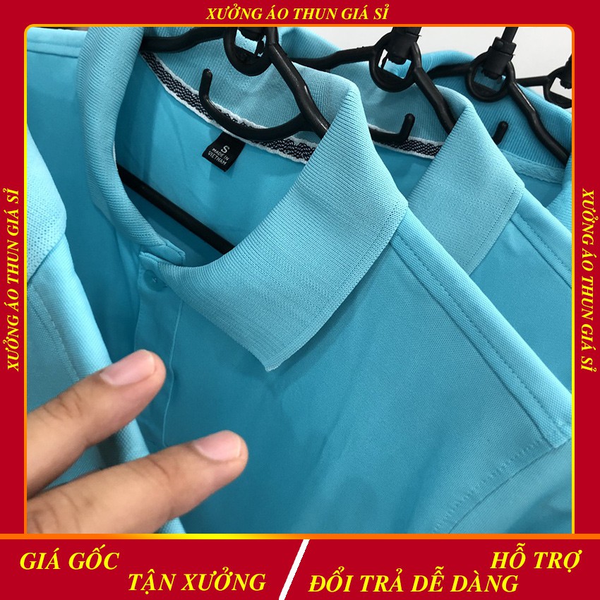 Áo phông nữ polo - Áo cá sấu poly cổ trụ màu thiên thanh