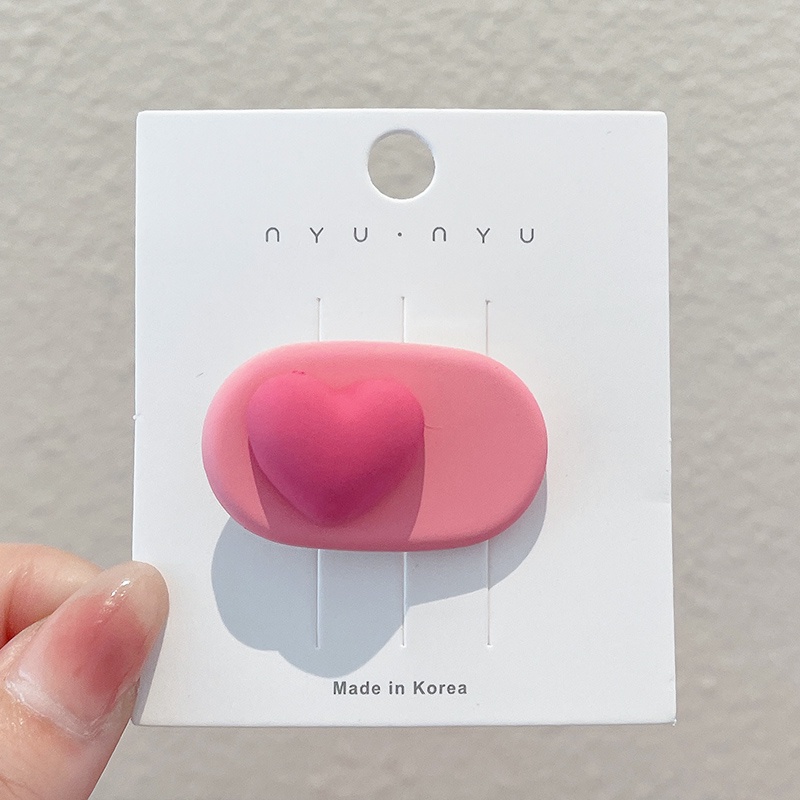 Kẹp Tóc Nơ Hồng Hình Trái Tim Dễ Thương Đơn Giản Và Tinh Tế Phong Cách Hàn Quốc