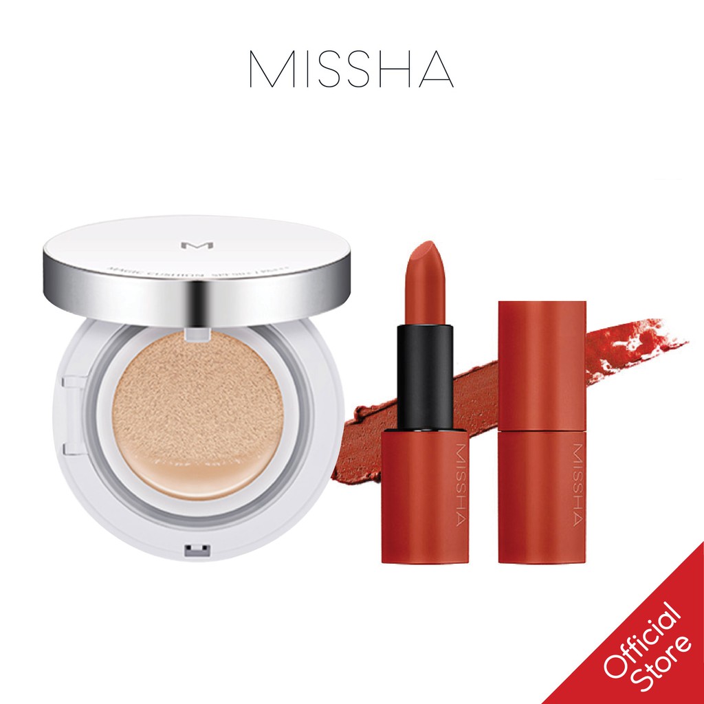 [Mã FMCGMALL - 10% đơn 250K] [COMBO] Son Lì MISSHA Dare Rouge 3.5g + Cushion Missha M Magic Cushion SPF50+/PA+++ 15g