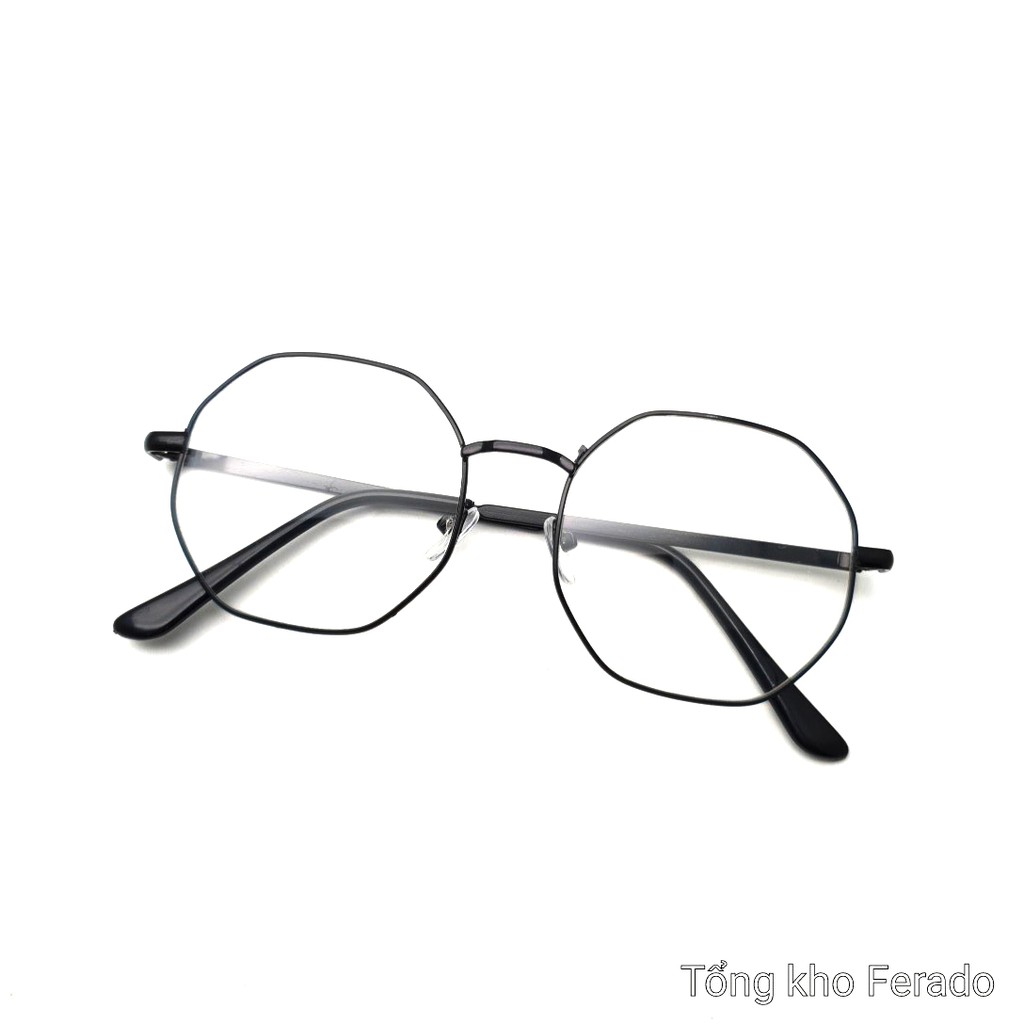 Gọng Kính Kim Loại Teen Kính Lục Giác dùng làm kính thời trang giả cận hoặc kính cận