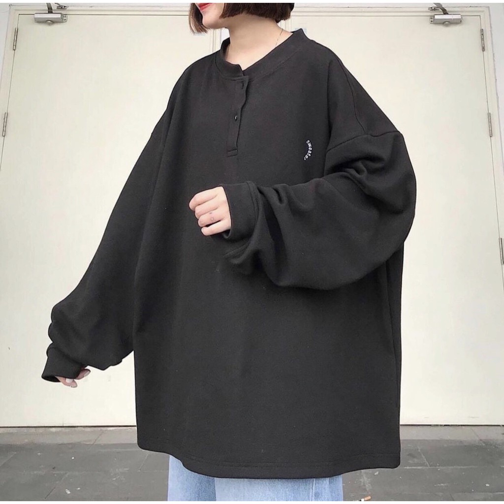 Áo SWEATER CỔ TRỤ THÊU CHỮ Ulzzang Unisex 1hitshop | BigBuy360 - bigbuy360.vn