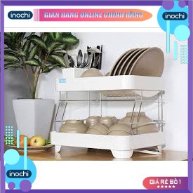 Kệ Để Chén Bát Nhựa Inox 2 Tầng Inochi Có Khay Thoát Nước Thông Minh Dùng Để Làm Giá Úp Bát Đĩa Chén Đũa Trên Chậu Rửa