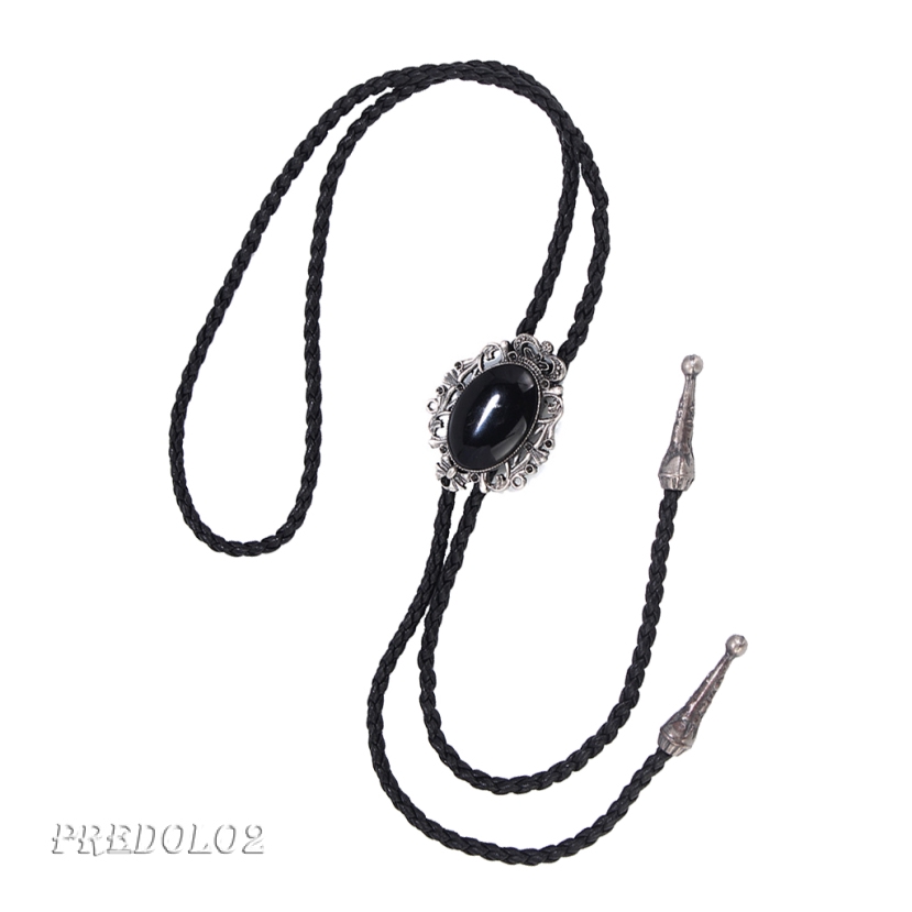 [Predolo2] Cà Vạt Cao Bồi Bằng Da PU Màu Đen Bạc Cổ Điển Làm Quà Tặng Cho Nam