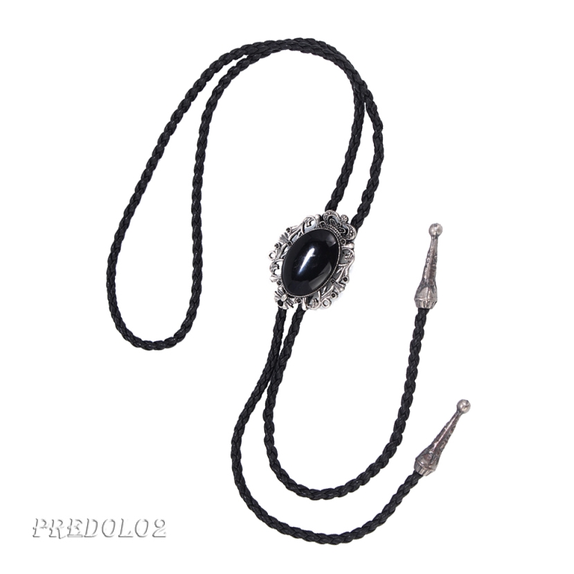 Cà Vạt Cao Bồi Bằng Da PU Màu Đen Bạc Cổ Điển Làm Quà Tặng Cho Nam