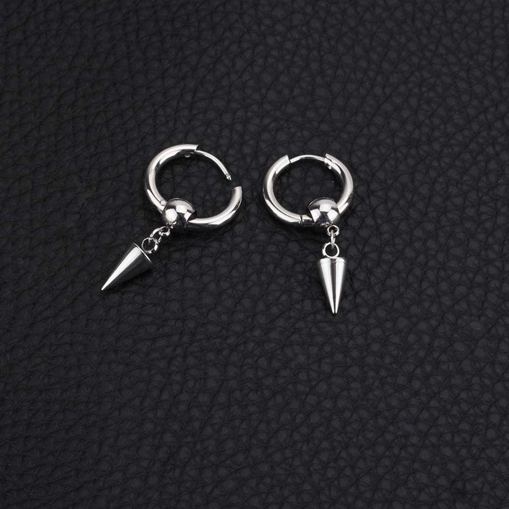 JARRED Khuyên Tai Tròn Bằng Thép Không Gỉ Mặt Bóng Kim Loại Thời Trang Cho Nam