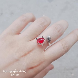 Nhẫn hồ ly bạc ta đính đá phong thủy