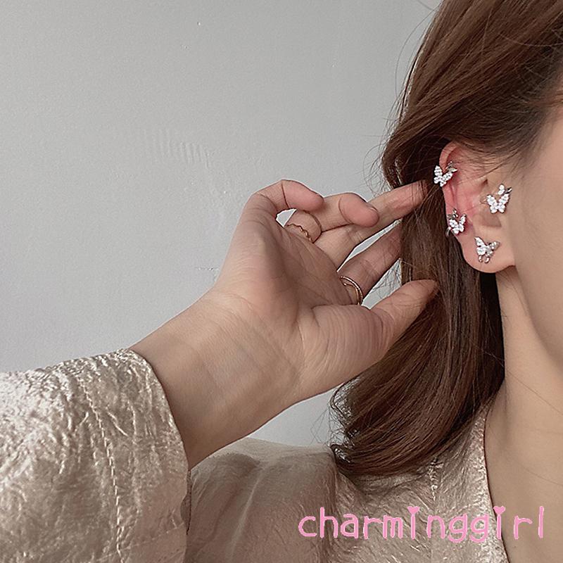 Bông tai hình bướm đính kim cương sáng tạo thanh lịch cho nữ