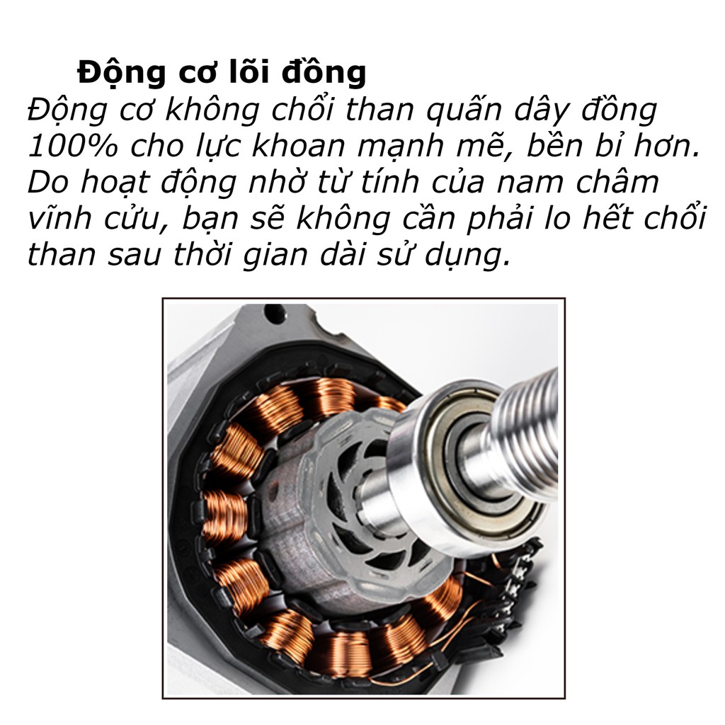 Máy khoan pin Dewal 118v đầu 13mm đa năng có búa không chổi than