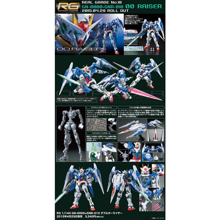 Mô Hình Lắp Ráp Gundam RG18 1/144 OO Raiser Gundam 00R Chất Lượng Cao