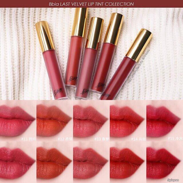 Son kem Bbia Last Velvet Lip Tint Màu 12 #cam pha #nâu #đỏ siêu đẹp