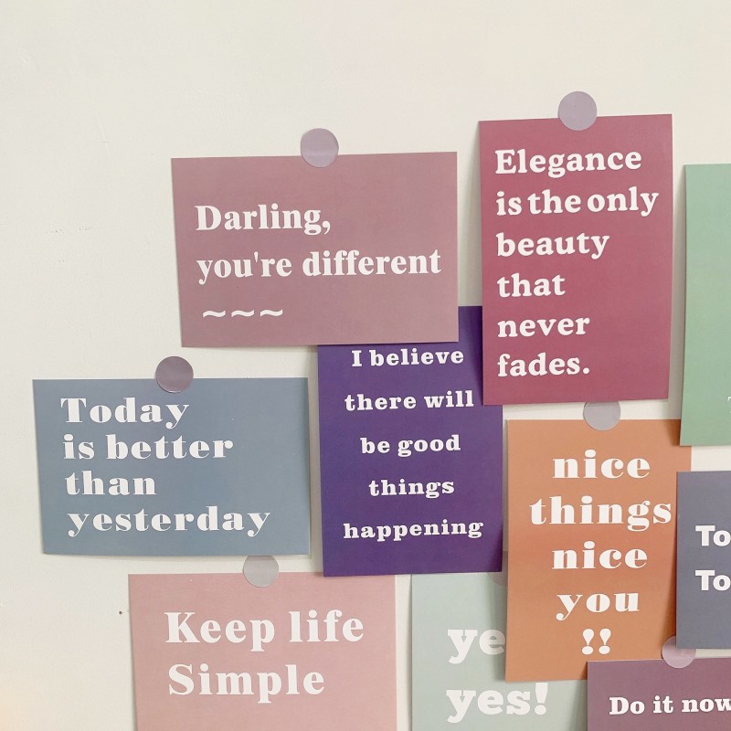 Set 15 Miếng Dán Trang Trí Tường Thẻ Chữ Phong Cách Bắc Âu Đơn Giản