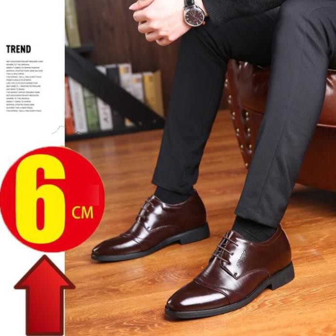 Giày Tăng Chiều Cao Nam Da Bò Thật - Tăng 6Cm - Cao Hơn - Đẹp Trai Hơn * new RT ˇ