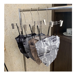 Áo lót tank top vải lụa lạnh không đường may in họa tiết giấy báo cá tính