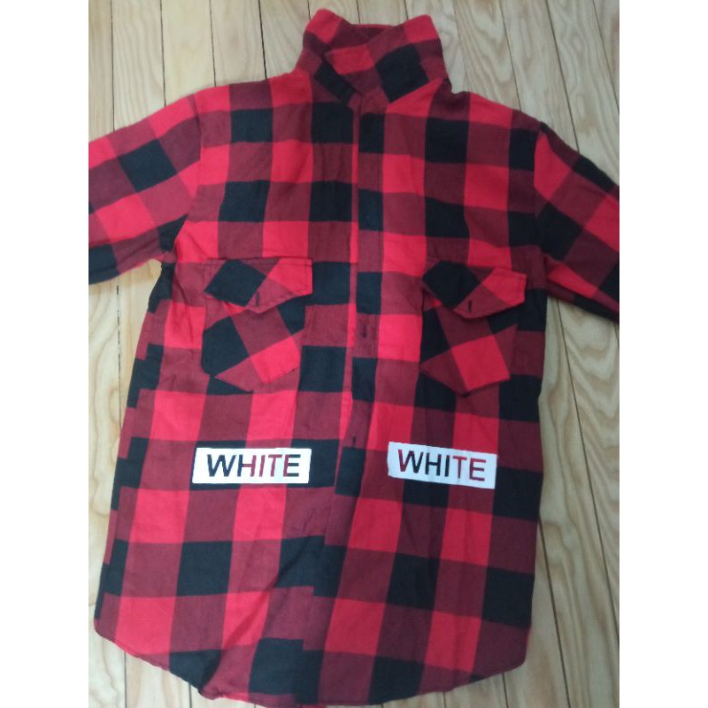 áo flannel off white