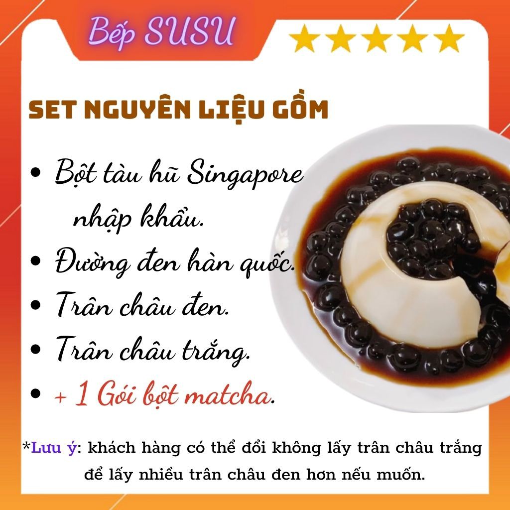 [10 Chén] Set Nguyên liệu tàu hủ trân châu đường đen tặng công thức nấu gia truyền chuẩn bị Bếp SUSU