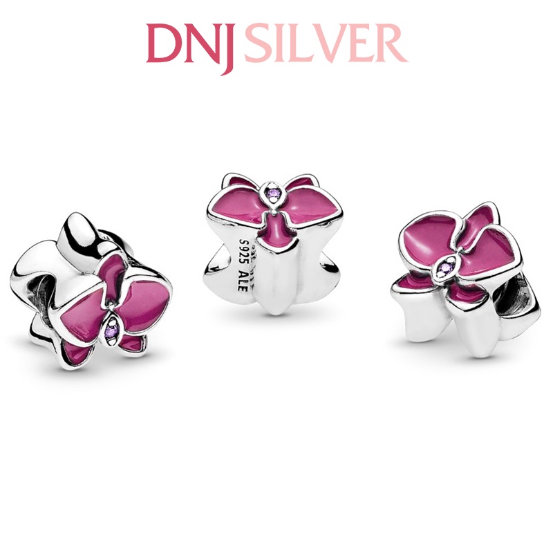 Charm bạc 925 cao cấp, hàng chuẩn bạc - Charm Orchid thích hợp để mix vòng tay charm - DN273