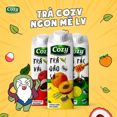 Cozy Lốc 4 Trà Đào Sả hộp 225ml