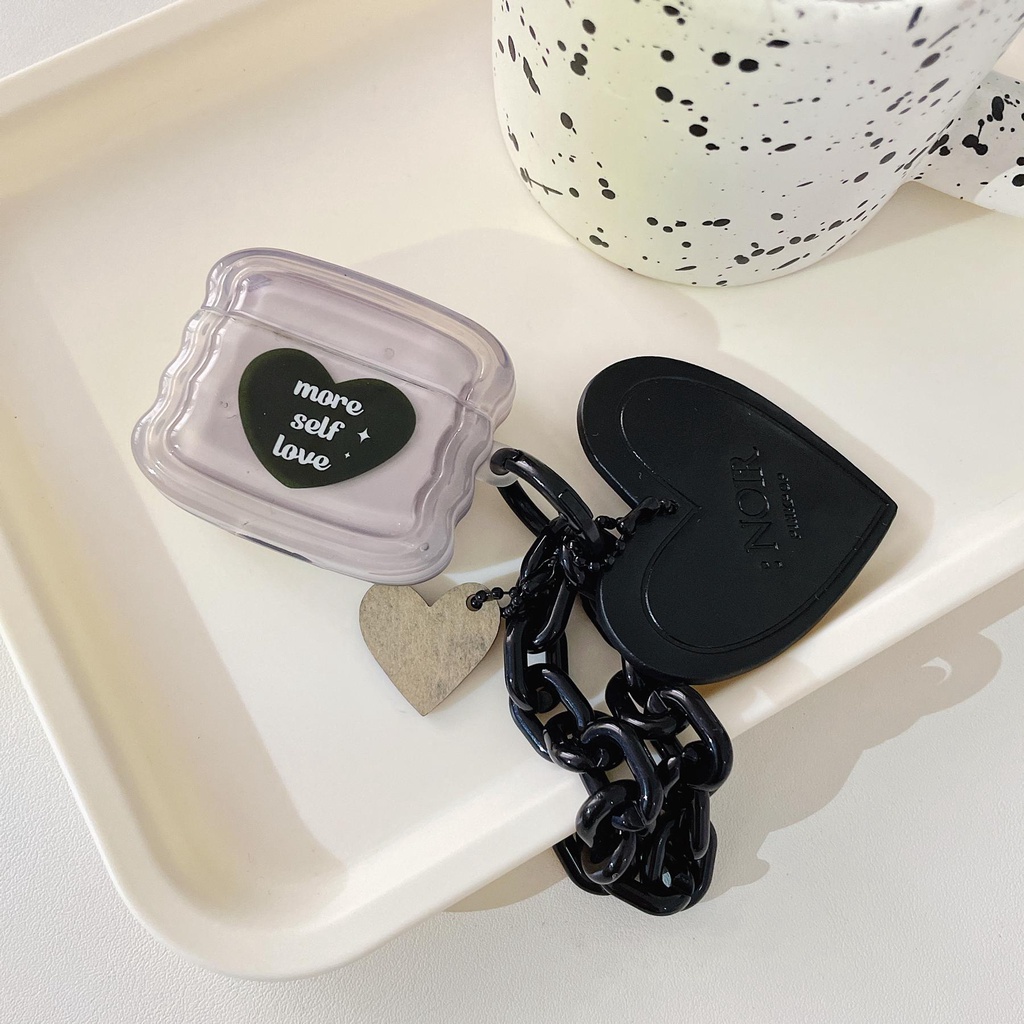 Vỏ Bảo Vệ Hộp Sạc Tai Nghe Bluetooth AirPods Pro 1 / 2 3 2021 gen3 imd Bằng Silicon tpu Mềm Chống Rơi Hình Trái Tim Màu Xám