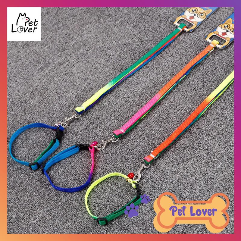 Dây dắt chó mèo  cầu vồng - yếm dắt chó mèo, chắc chắn, siêu cute, tay cầm tiện lợi thoải mái khi dạo