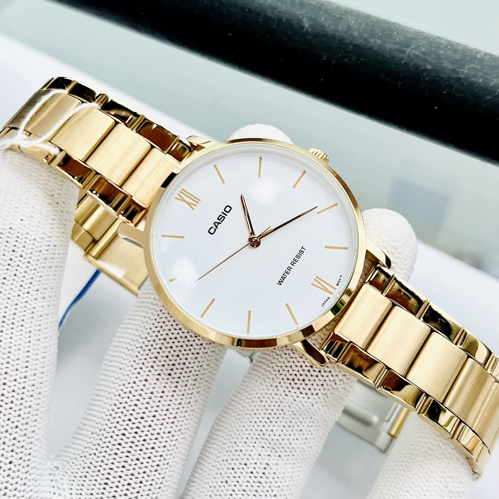 Đồng hồ Nam Casio MTP-VT01G-7B, đồng hồ chính hãng, dây vàng mặt trắng