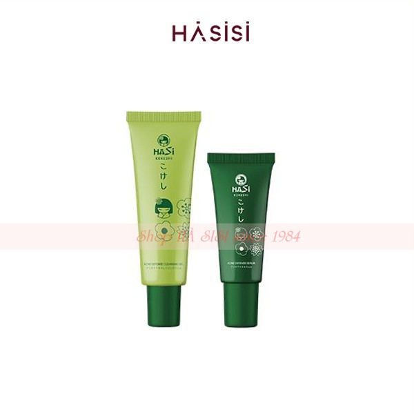 Set Hỗ Trợ Giảm Mụn Gồm Gel Rửa Mặt &amp; Serum HASI KOKESHI PUREDOLL ANTI - ACNE SET 30ml x 10ml