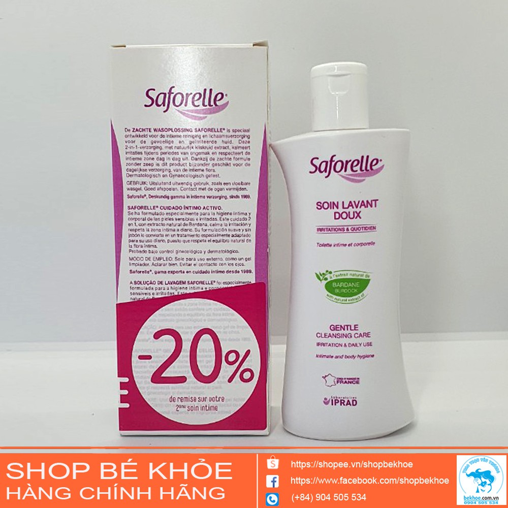 Dung dịch vệ sinh Saforelle 250ml - Dung dịch vệ sinh dành cho phụ nữ của Pháp