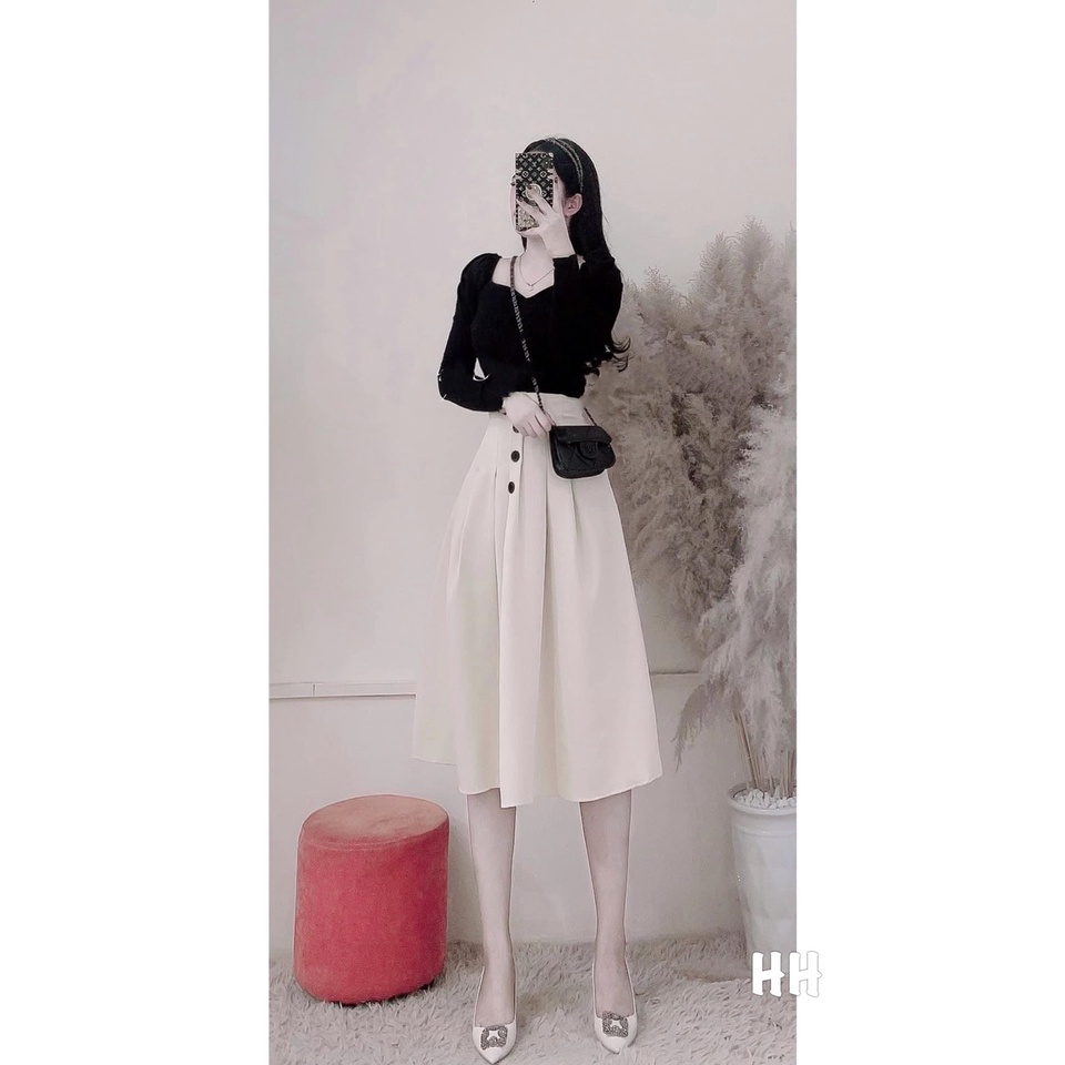 Set váy kèm áo cổ vuông