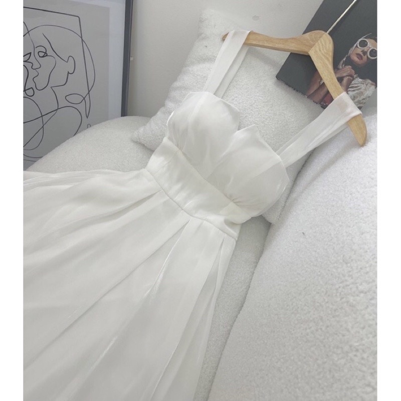 ĐẦM MIDI 2S TRẮNG BO EO sp000031