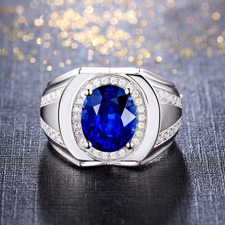 Men and Women Silver Ring Luxury Sapphire Diamond Engagement Ring