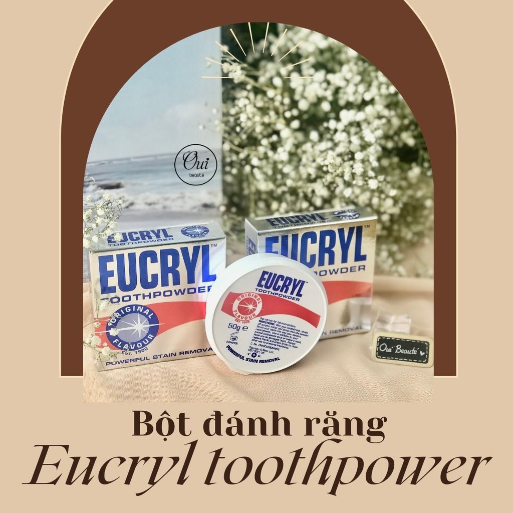 Bột đánh răng Eucryl Toothpowder Original, bột làm trắng răng hương bạc hà 50g Ouibeaute