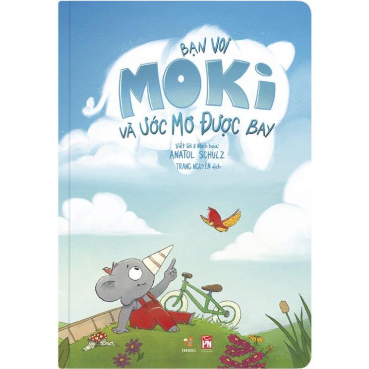 Sách cho bé - Bạn Voi MOKI và giấc mơ được bay -Truyện tranh kết hợp trò chơi , tô màu