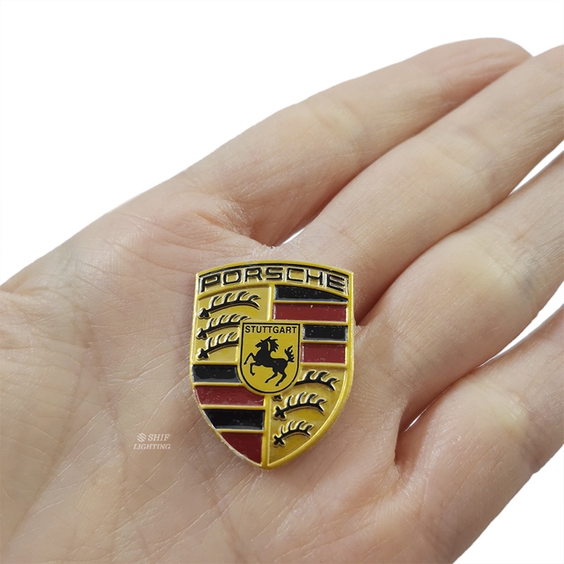 Bộ 2 Logo Porsche Bằng Nhôm Dán Trang Trí Xe Hơi Porsche