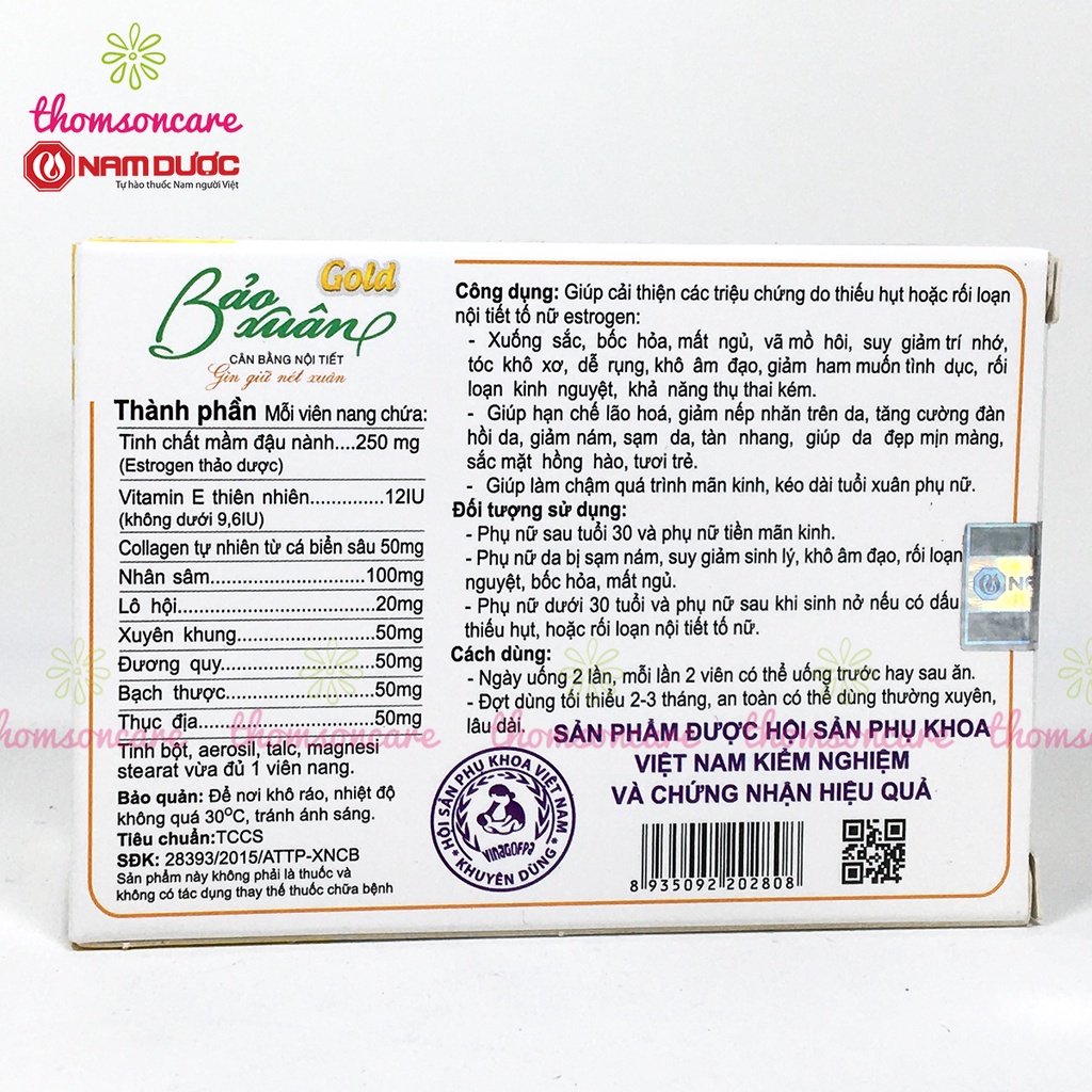 Bảo xuân Gold cho phụ nữ từ 30 - 50 tuổi, cân bằng nội tiết tố từ Vitamin E thiên nhiên và mầm đậu nành | BigBuy360 - bigbuy360.vn