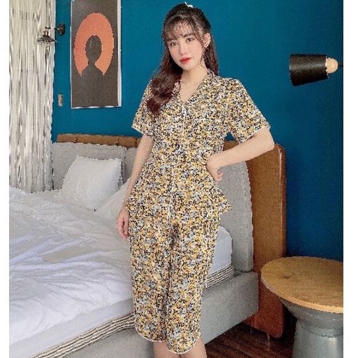 Đồ Bộ Pyjama Quần Lửng Lụa Mango Cao Cấp Hàng Có Size🌸Giảm 10K Đơn 200K | BigBuy360 - bigbuy360.vn