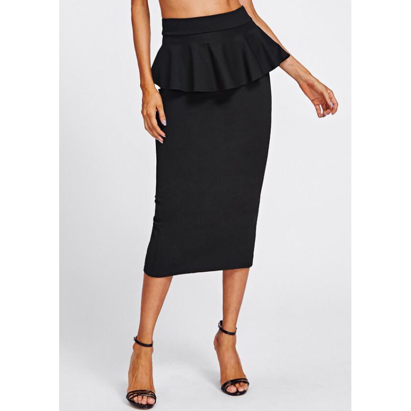 [ Mã FADIRECT20 giảm 20K đơn 150K] Chân váy công sở váy peplum bigsize CRPLV24 màu đen dài 63cm [size từ 48-85kg] | BigBuy360 - bigbuy360.vn