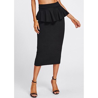 Chân váy công sở váy peplum bigsize màu đen dài 63cm CRPLV24 [size từ 48-85kg]