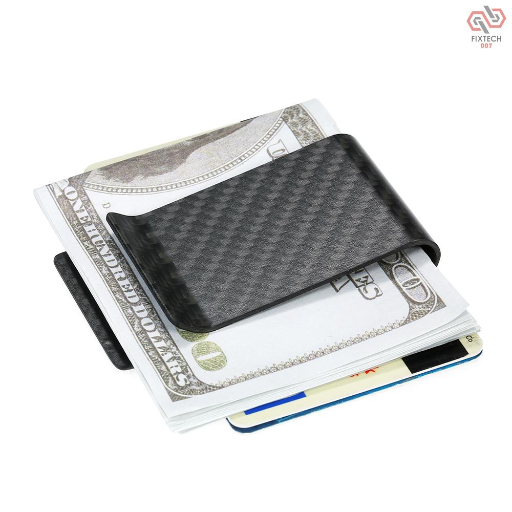 Black Carbon Fiber Wallet Money Clip Credit Card Business Card Clip Holder for Men