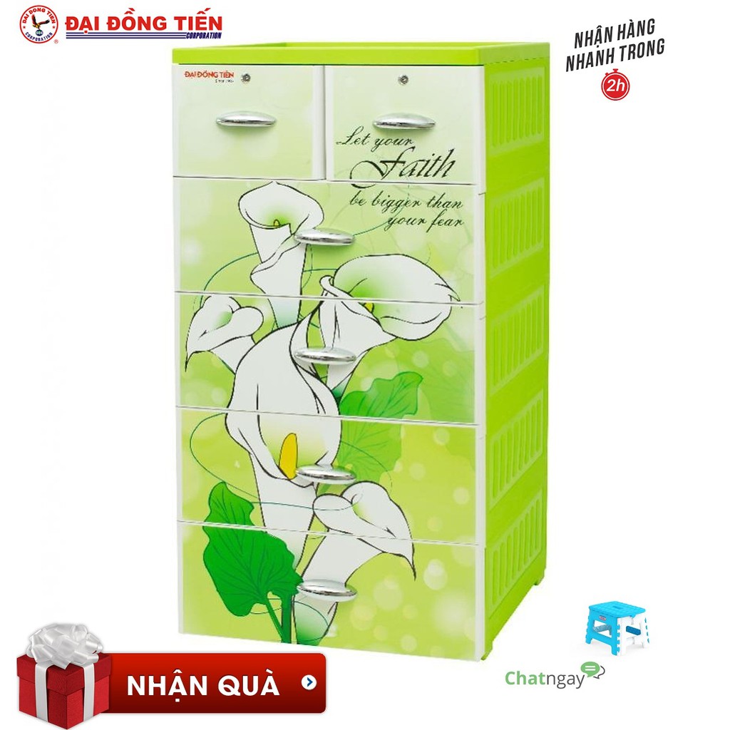 TỦ NHỰA ĐẠI ĐỒNG TIẾN ROYAL T1736 HOA LILY - TẶNG GHẾ XẾP NHỰA MINI