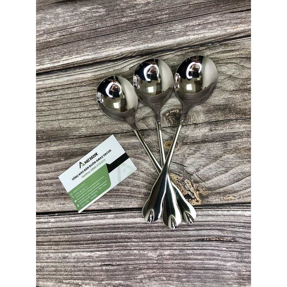 Thìa muỗng đầu tròn inox 304 - GNT195030 cao cấp sang  trọng phong cách Châu Âu sáng bóng bền đẹp