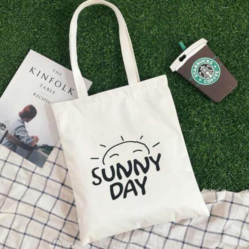 Túi tote vải bố đựng đồ sunny day phong cách cá tính cho bạn nữ