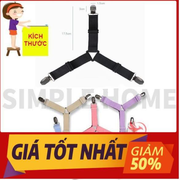 Bộ kẹp ga giường - kẹp drap giường nệm giữ cố định chống xê dịch tụt góc [ Combo 4 dây ]