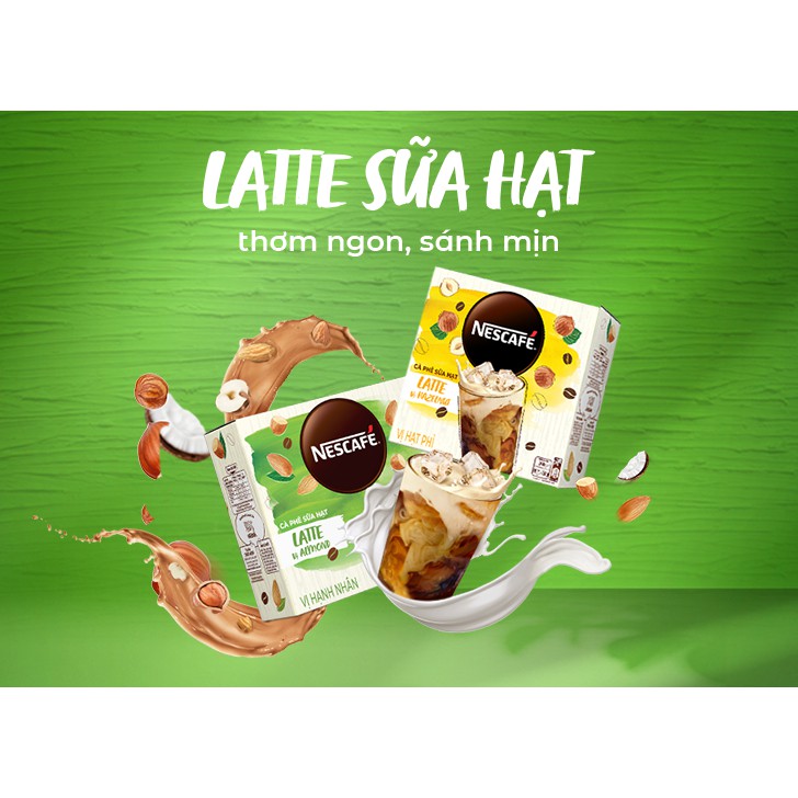 Cà phê hòa tan NESCAFÉ Latte Sữa Hạt (Hộp 10 gói x 24g)