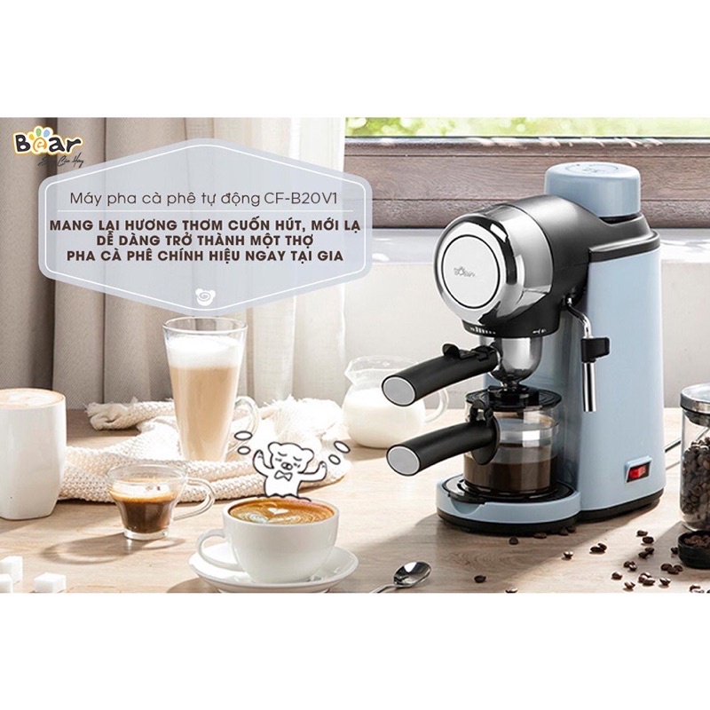 Máy pha cà phê tự động BEAR CF-B02V1 - Dung tích 240ml - Công suất 800W - Đa năng - Tiện lợi -  BH CHÍNH HÃNG