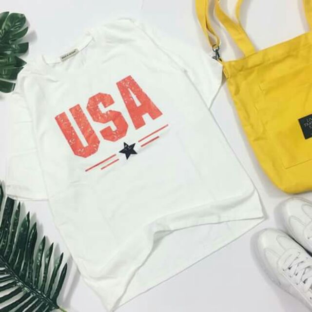 Áo thun tay lỡ USA cute, dễ thương