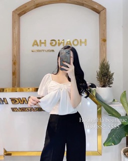 Áo bệt vai nơ ngực