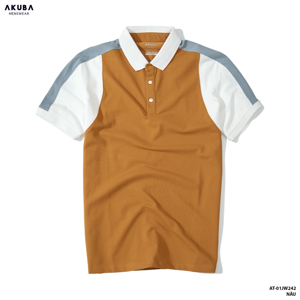 Áo thun polo nam AKUBA  form slimfit, chất liệu cotton, áo mịn, co giãn nhẹ, hạn chế xù lông, bền màu 01JW242