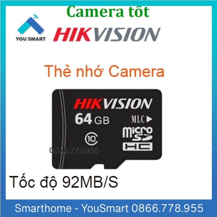 Thẻ nhớ 64GB Hikvision Class 10 Tốc độ 92MB/s - Bảo hành 5 năm