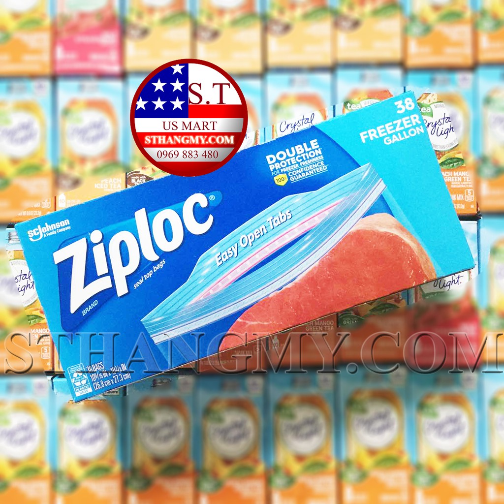 Túi zip dùng ngăn mát + đông đựng thực phẩm Ziploc size vừa + lớn